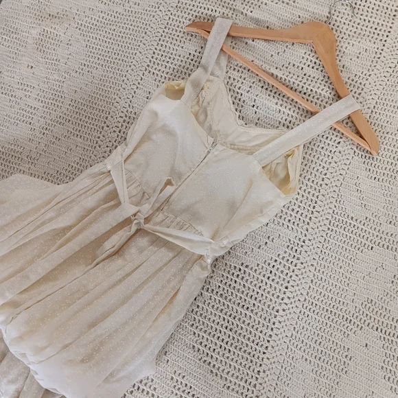 . Vintage Handmade Small Batch Cotton Lace Tie Back Prairie Maxi Slip Dress . - Picture 12 of 16